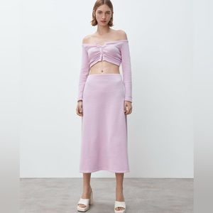 ZARA Woman SKIRTS | SOFT A-LINE MIDI SKIRT Mauve